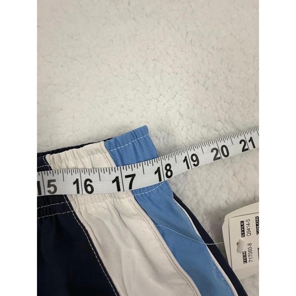 Carnival Navy Blue White Piping Drawstring Waist Side Pockets Shorts Extra Large